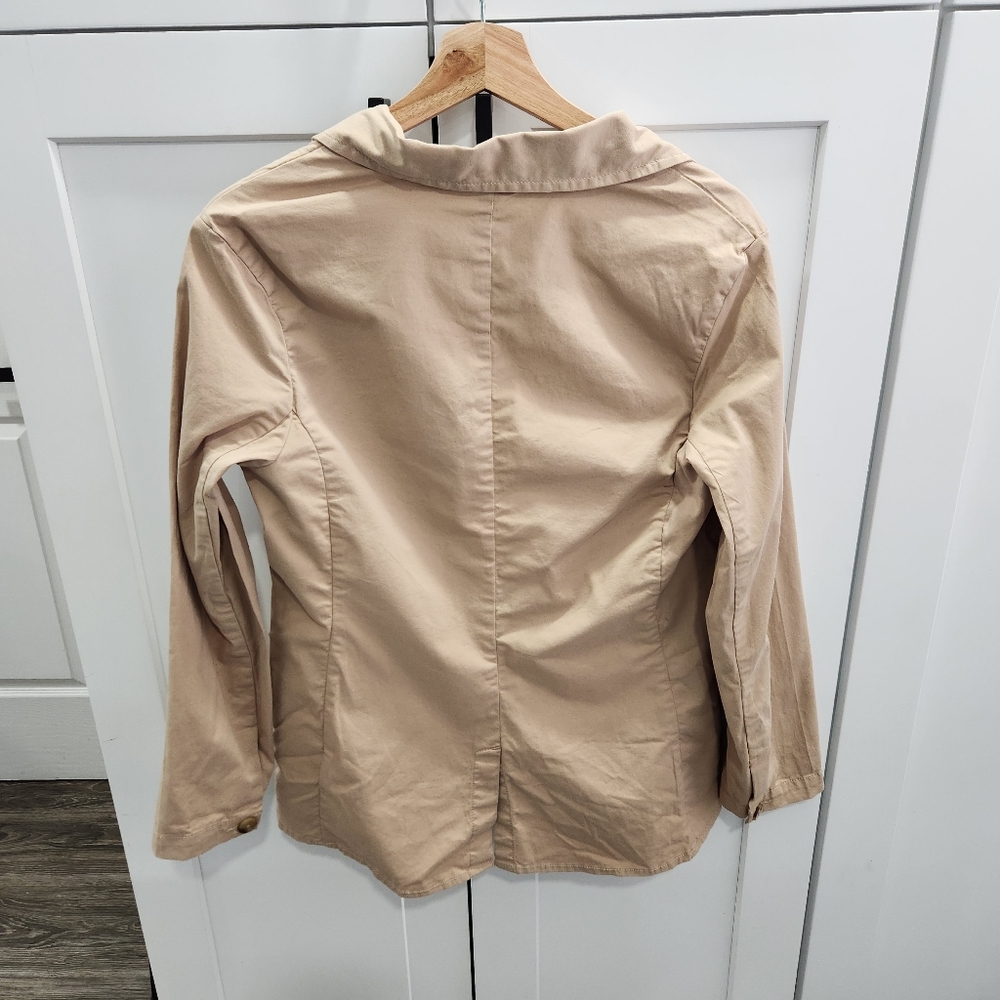 Pact Sesame Boulevard Brushed Twill Blazer Women’s XS Beige Tan With Pockets - Picture 10 of 12